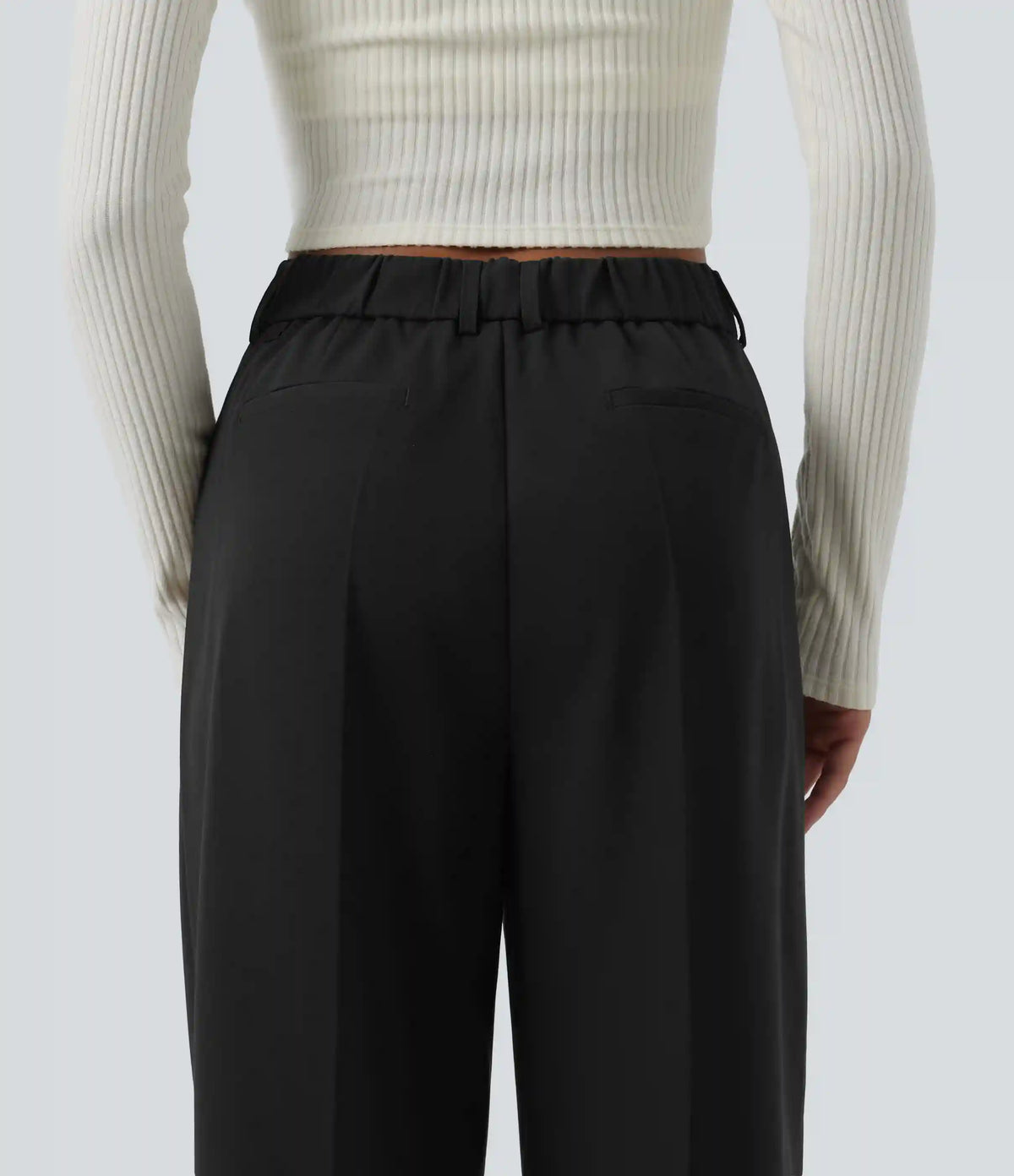 High Waisted Straight Leg Work Pants with Pockets