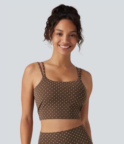 Halara UltraSculpt™ Light Support Backless Built-in Bra Flocked Polka Dot Yoga Sports Bra