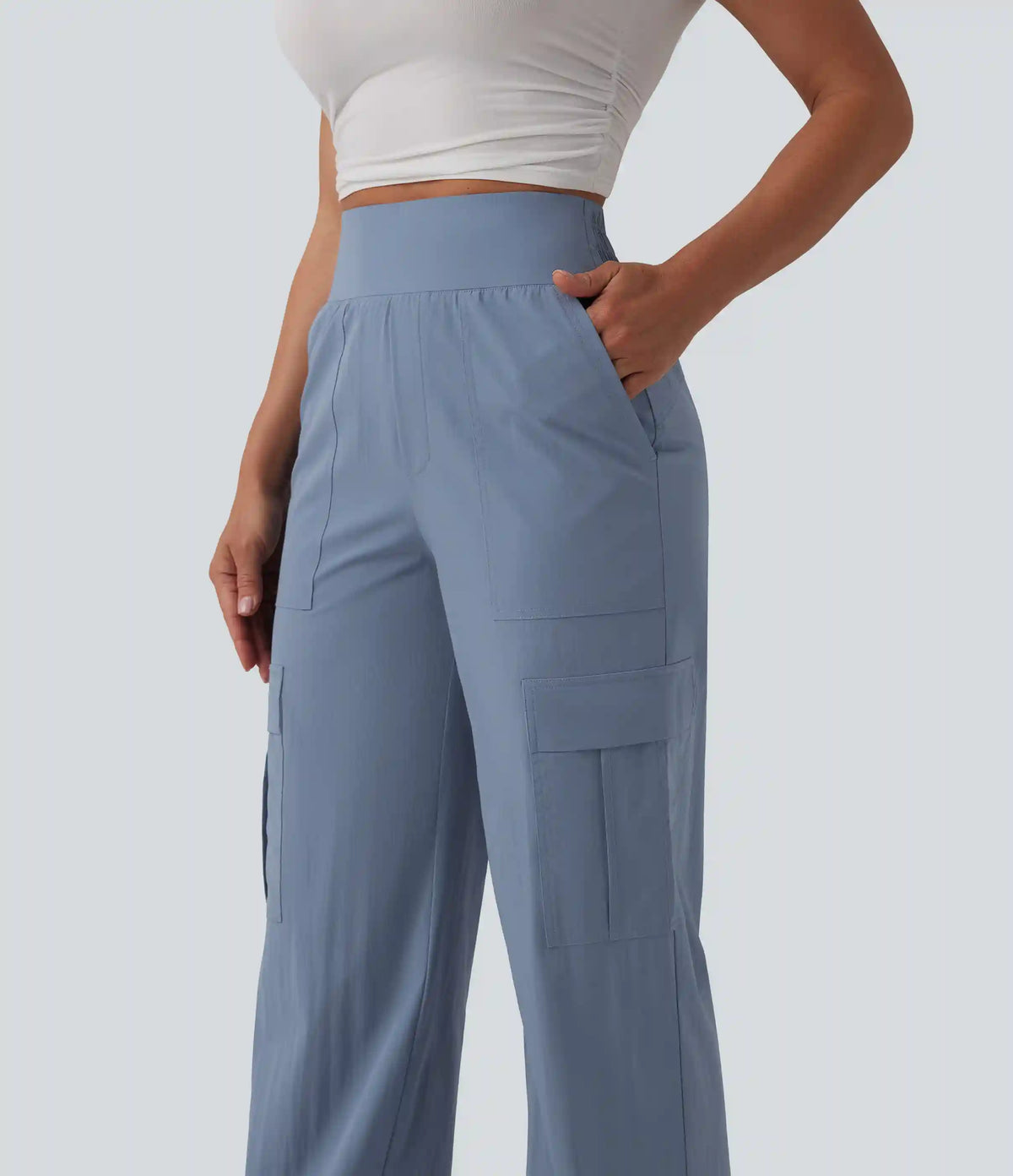 High Waisted Straight Leg Casual Pants with Pockets