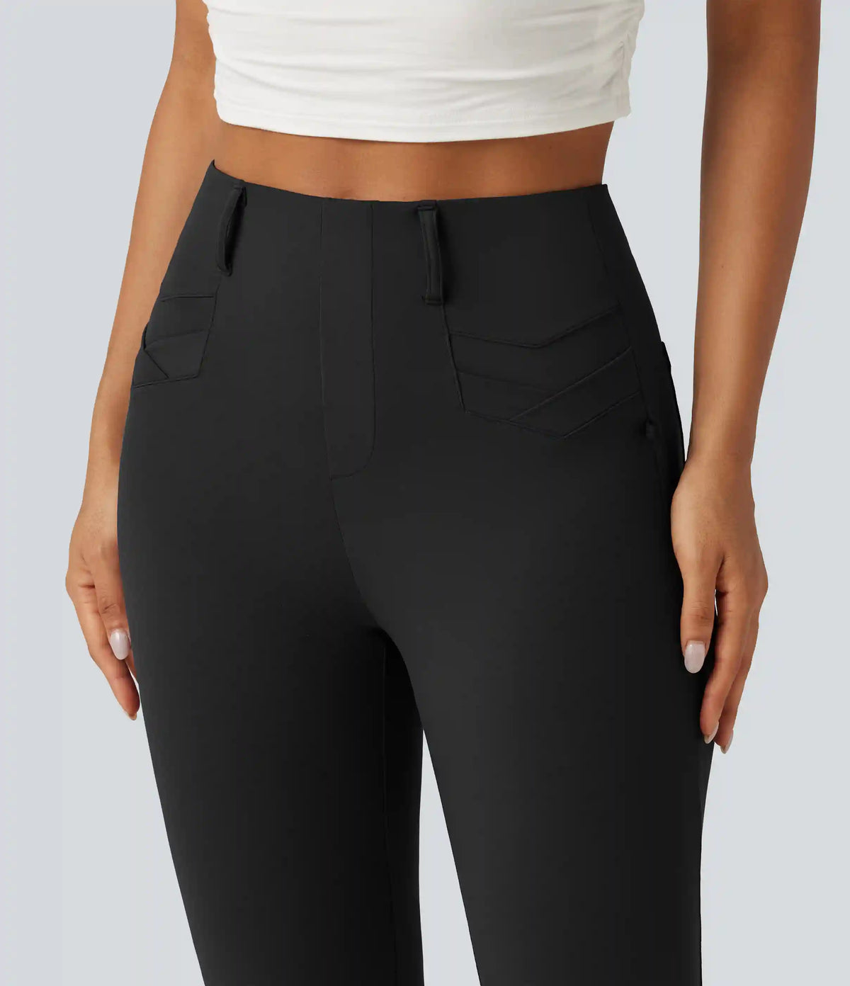 High Waisted InstantCool Quick Dry Flare Golf Pants with Pockets-UPF50+