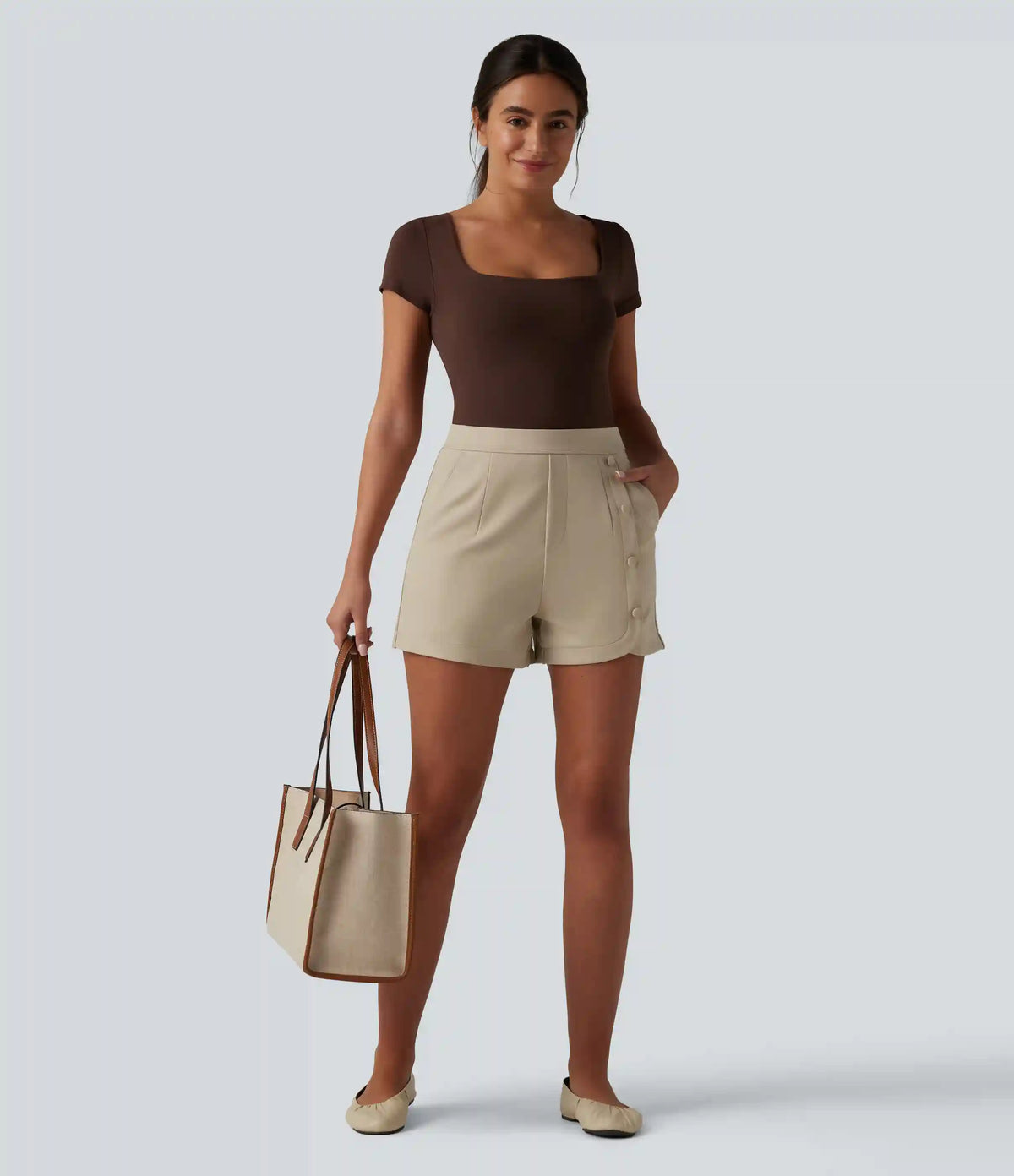 High Waisted Work Shorts 3'' with Pockets