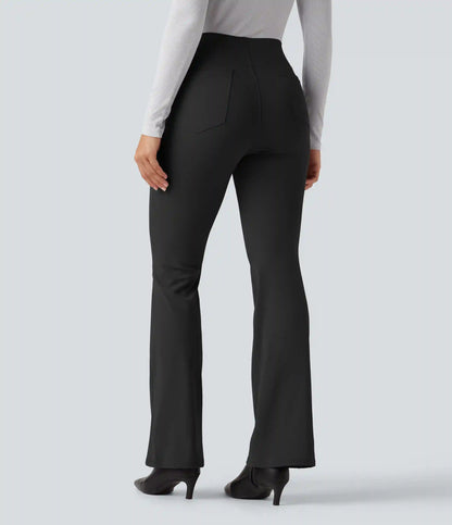 High Waisted Tummy Control Bootcut Work Pants with Pockets