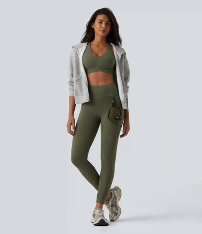 Halara UltraSculpt™ High Waisted D-Buckle Hiking 7/8 Leggings with Zip Pocket
