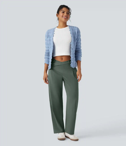 Halara Flex™ DayStretch Asymmetric Mid Rise Barrel Leg Work Pants with Pockets