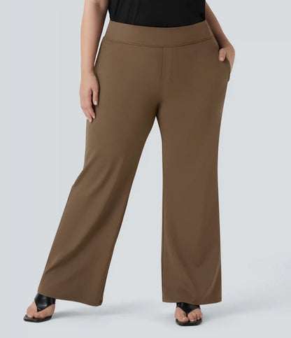 Plus Size Halara Flex™ DayStretch High Waisted Work Flare Pants with Side Zip Pockets