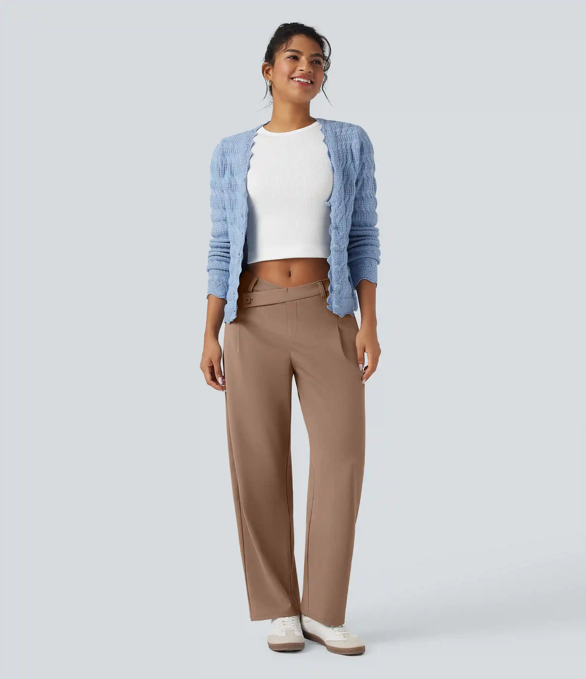 Halara Flex™ DayStretch Asymmetric Mid Rise Barrel Leg Work Pants with Pockets