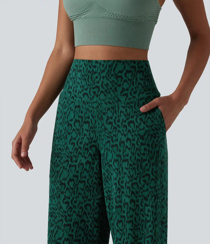 Halara UltraSculpt™ Leopard Print High Waisted Tummy Control Straight Leg Yoga Pants with Pockets