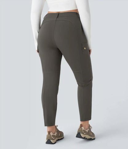 DayStretch High Waisted Zipper Pockets Solid Slim Hiking Plus Size Cargo Pants