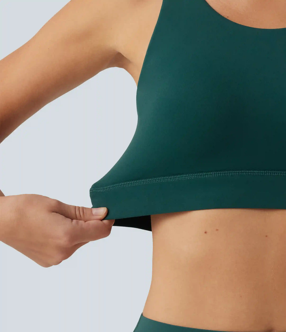 Halara UltraSculpt™ Medium Support Round Neck Contrast Mesh Running Sports Bra with Built-in Bra