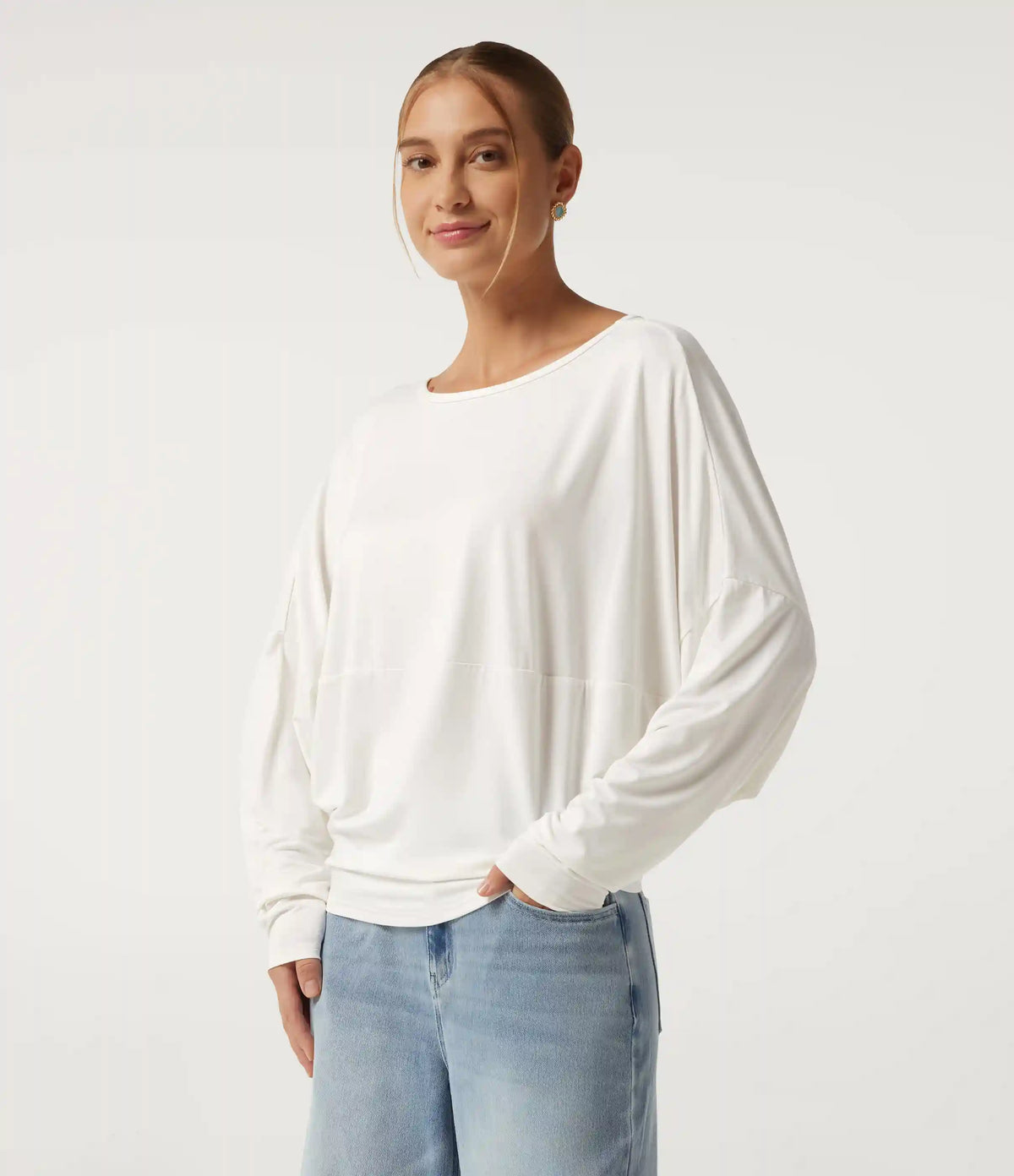 Round Neck Long Sleeve Relaxed Casual Top