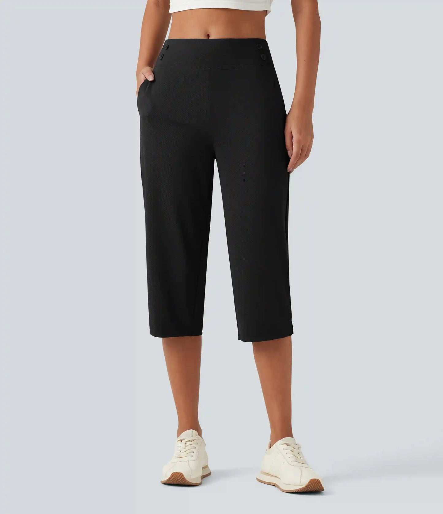 Mid Rise Quick Dry Capri Golf Pants with Pockets-UPF40+