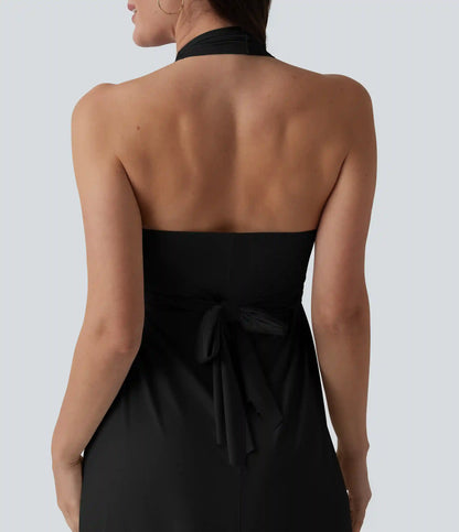V Neck Tie Back Maxi Dress