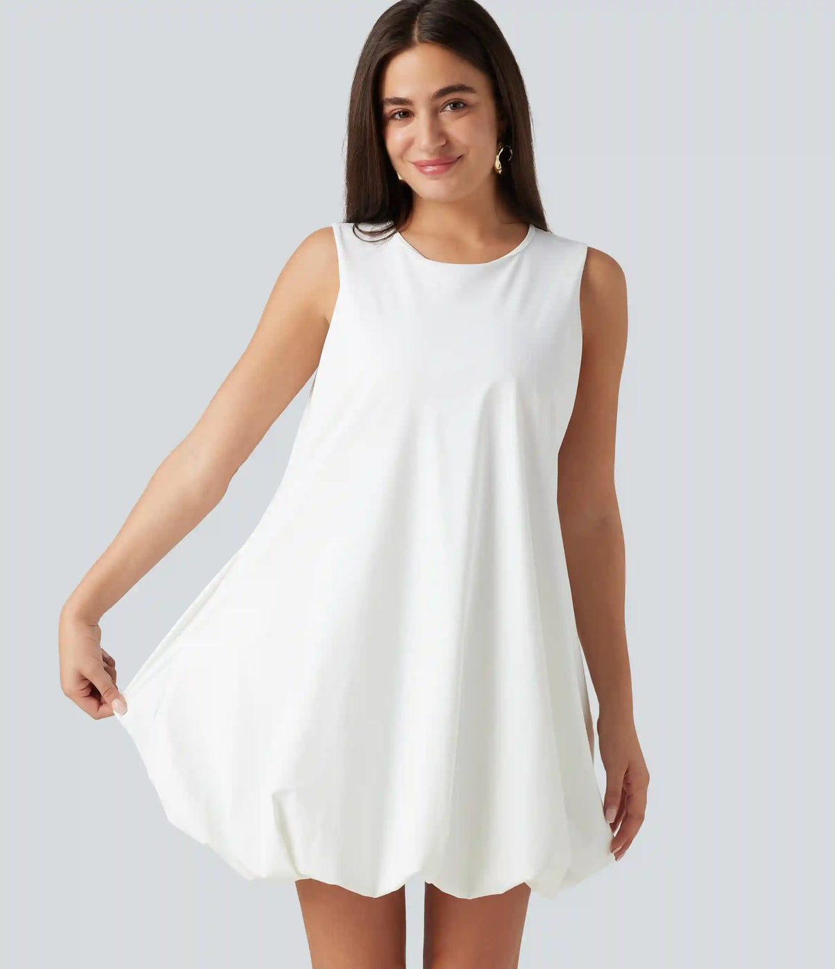 Round Neck Sleeveless Mini Dance Active Bubble Dress with Pockets