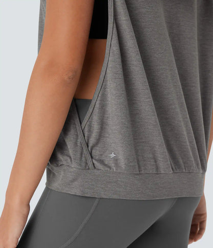 Hooded Drawstring Sleeveless Workout Tank Top
