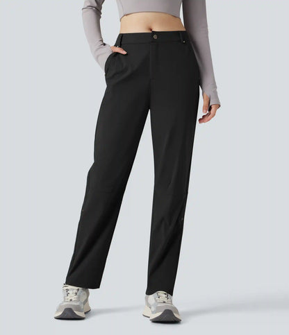Durable Water Repellent Mid Rise Straight Leg Hiking Pants with Pockets-Adjustable Pant Length