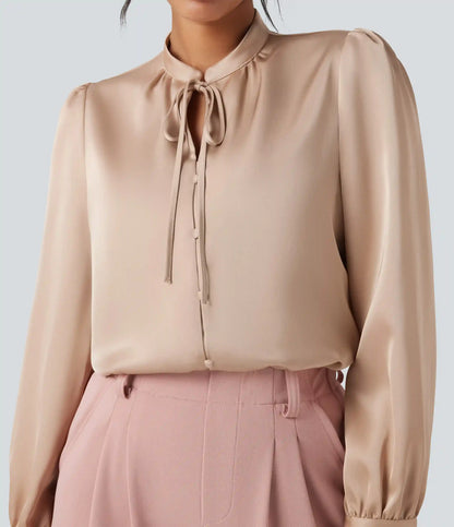 Tie Front Long Sleeve Work Shirt