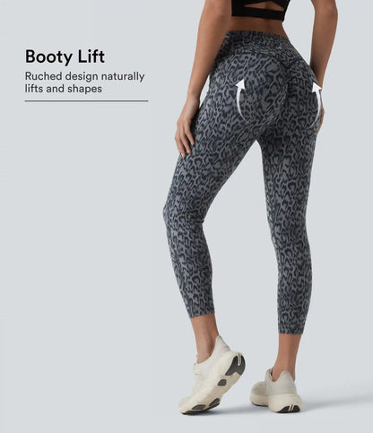 Halara UltraSculpt™ Leopard Print High Waisted Scrunch Butt Lifting Tummy Control Capri Training Leggings with Pockets
