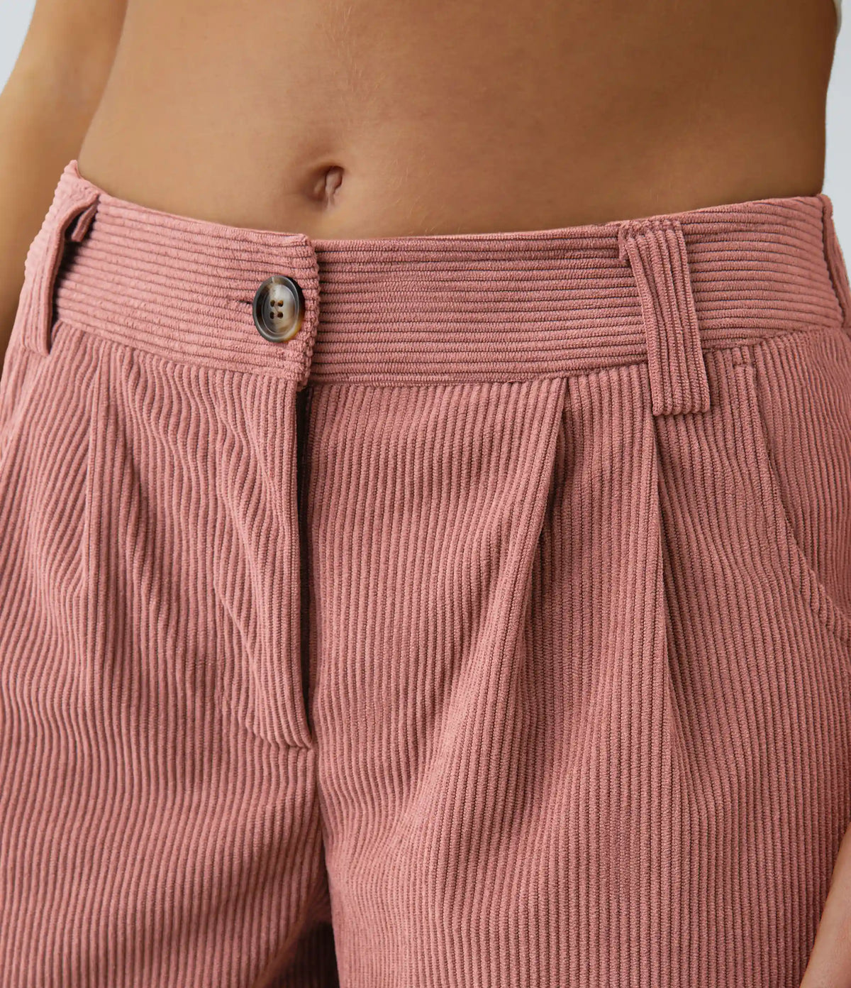 Mid Rise Zipper Pocket Corduroy Casual Pants
