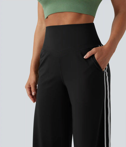 Halara UltraSculpt™ High Waisted Tummy Control Color Block Stripes Yoga Baggy Pants with Pockets