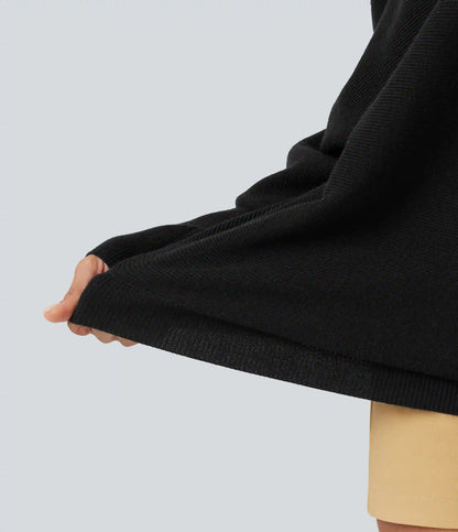 Mock Neck Batwing Long Sleeve Work Sweater