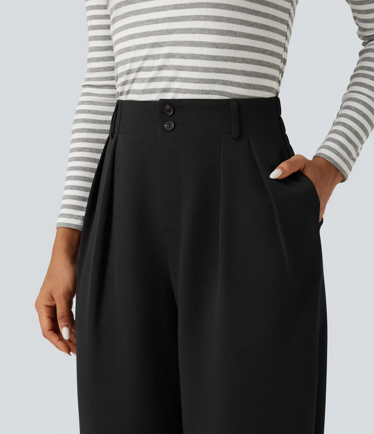 High Waisted Straight Leg Work Pants with Pockets