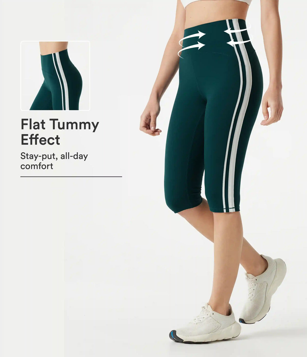 Halara UltraSculpt™ High Waisted Tummy Control Side Stripe Pedal Pusher Yoga Leggings