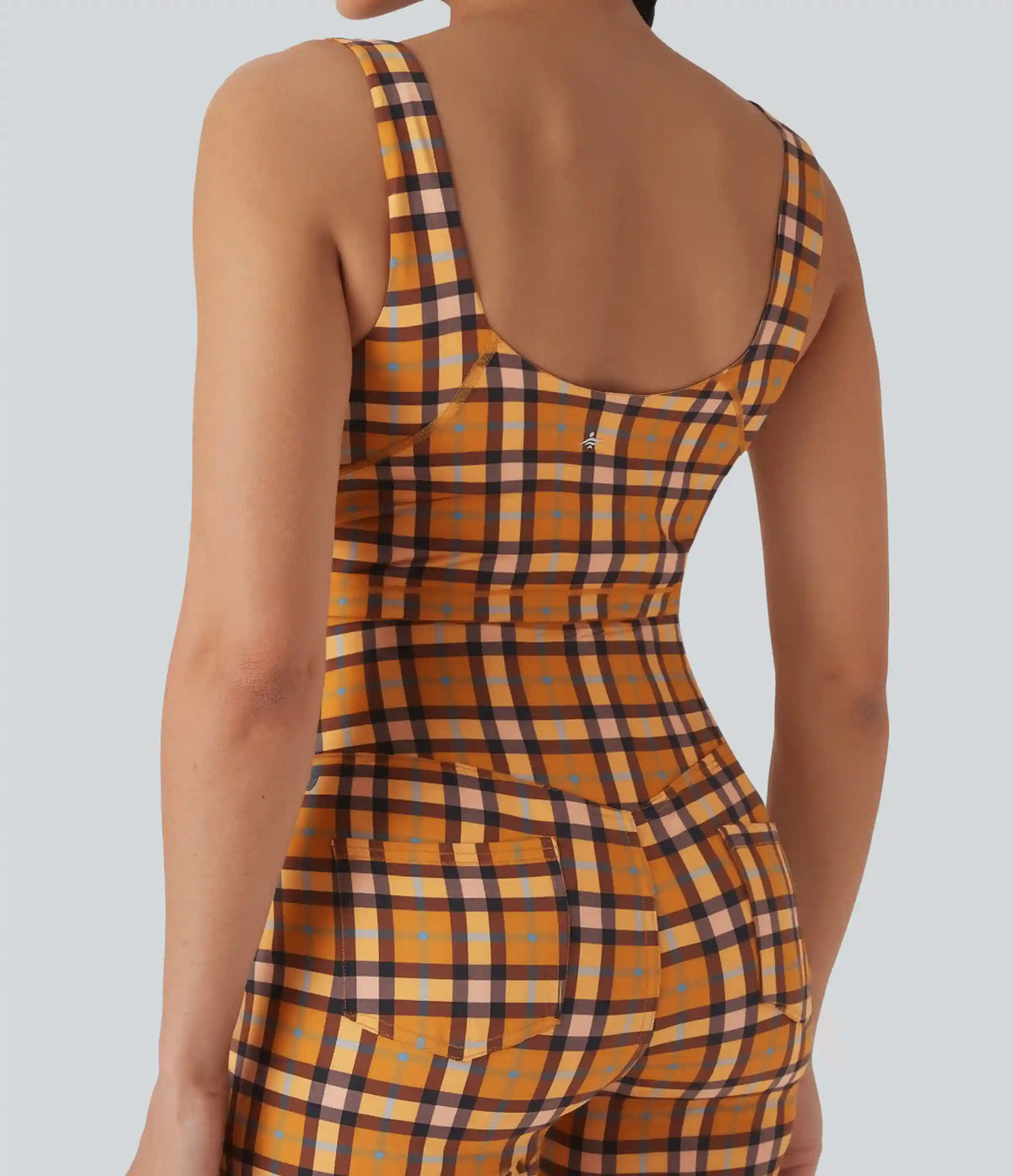 V Neck Plaid InstantCool Cropped Yoga Tank Top
