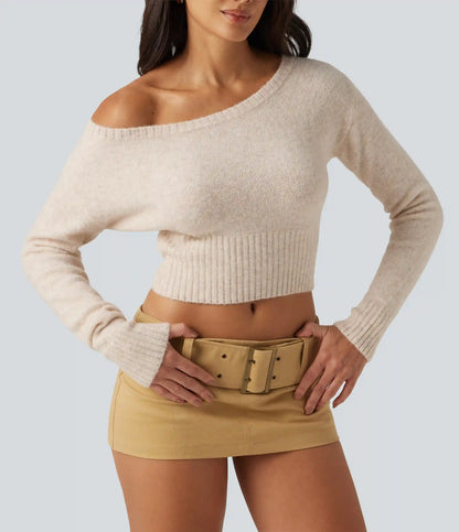 One Shoulder Batwing Long Sleeve Casual Sweater
