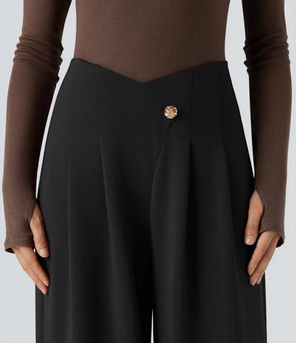SpacerTek™ Super High Waisted Crossover Wide Leg Work Pants