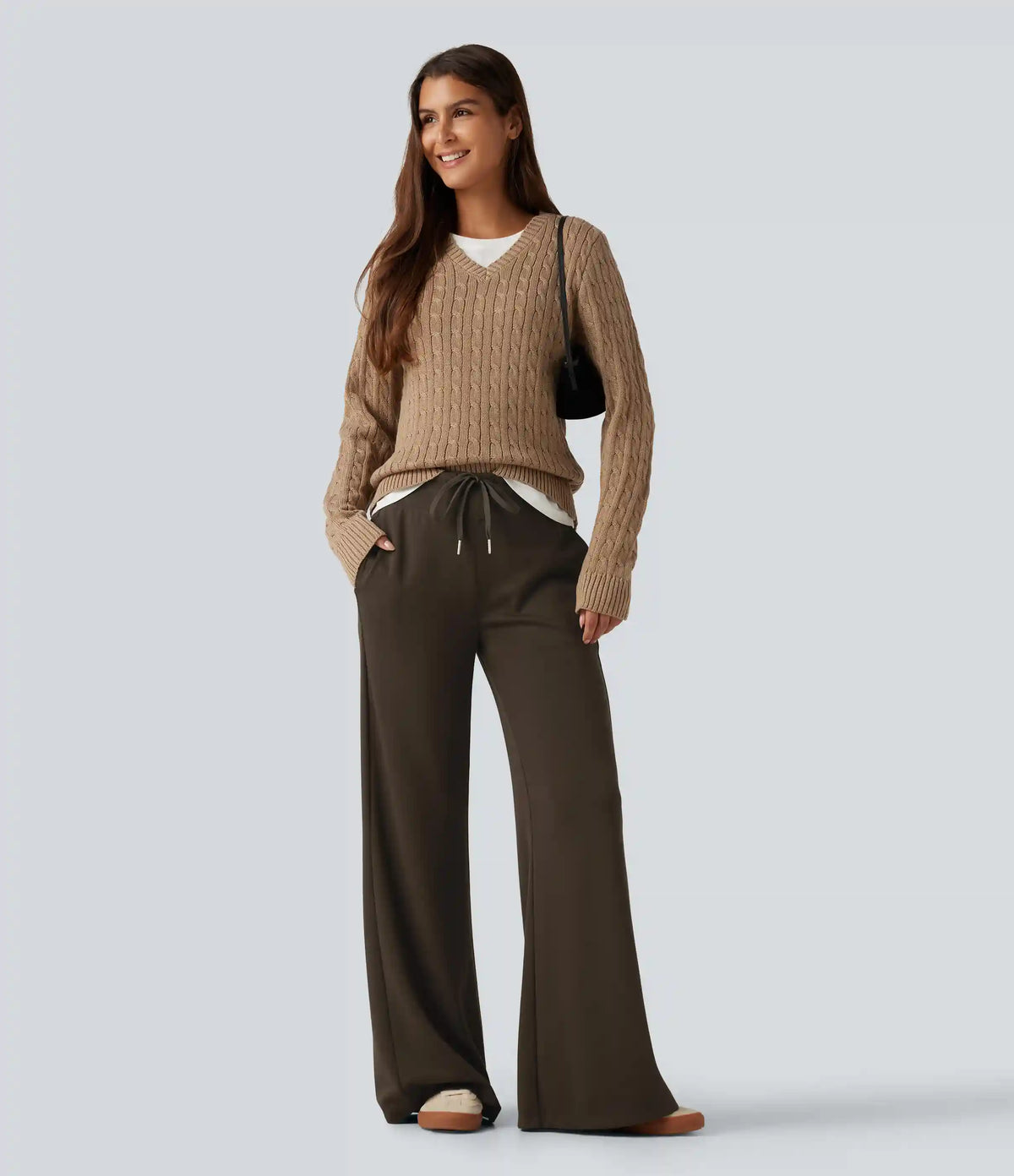 Mid Rise Drawstring Bootcut Casual Sweatpants with Pockets