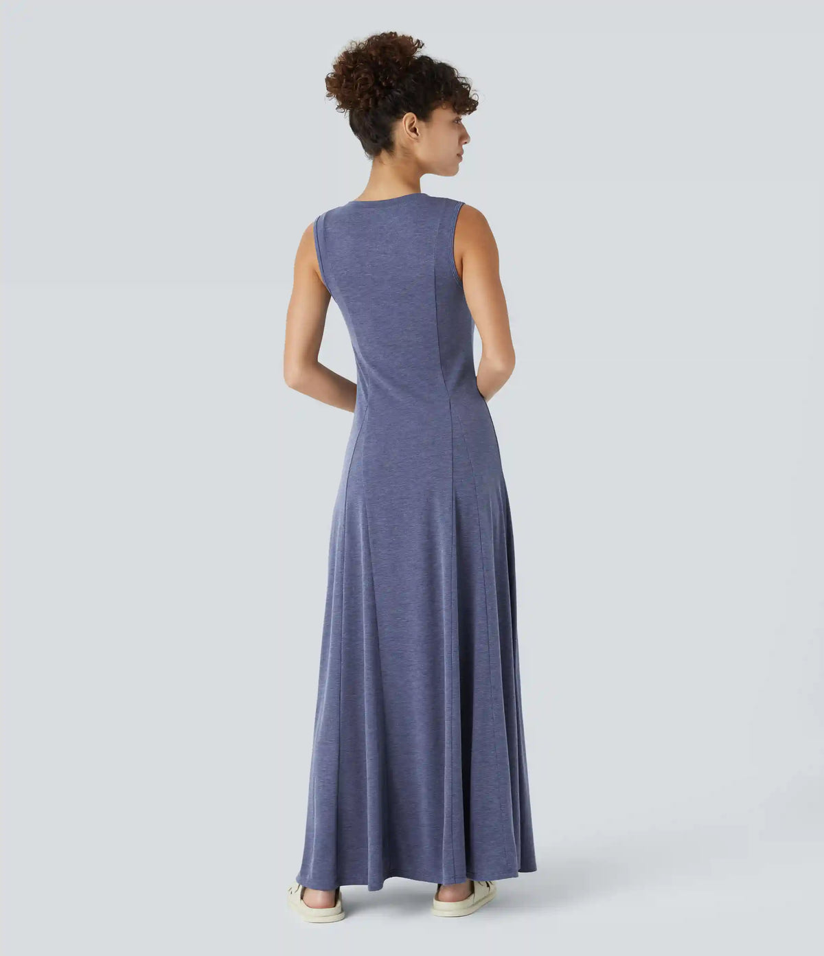 Round Neck Sleeveless Flare Maxi Casual Dress