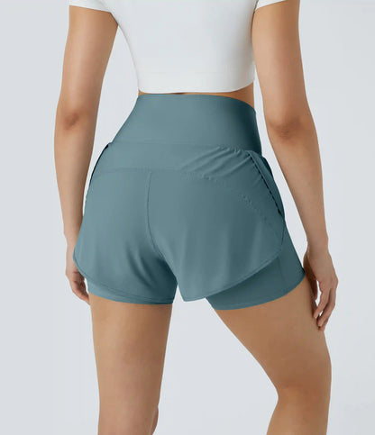 Breezeful™ Super High Waisted Curved Hem 2-in-1 Pocket Quick Dry Yoga Shorts 3.5''