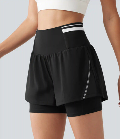 SoftlyZero™ Airy Reflective Super High Waisted Tummy Control 2-in-1 Cool Touch Workout Shorts 5'' with Pockets