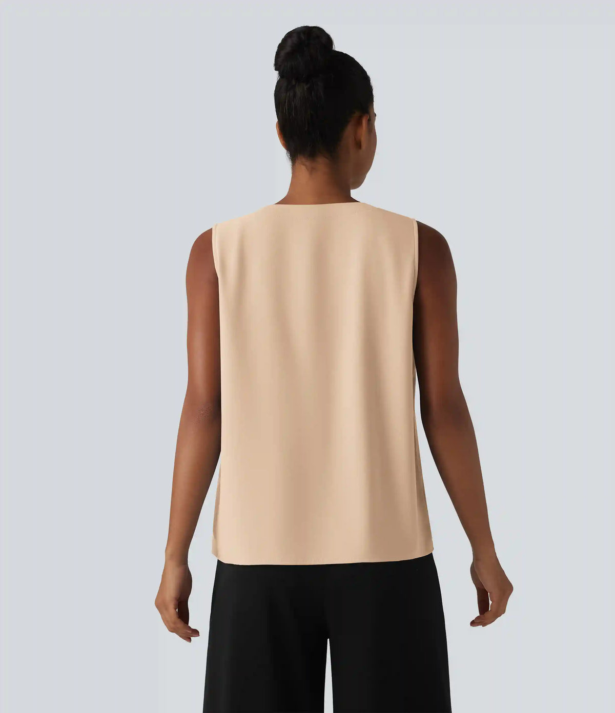 Wrinkle Recovery V Neck Sleeveless Oversized Work Blouse