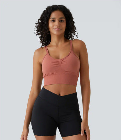 OneForm Seamless Flow Low Support Ruched Double Straps Sports Bra A-D Cups