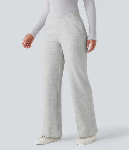 Mid Rise Straight Leg Work Pants with Pockets
