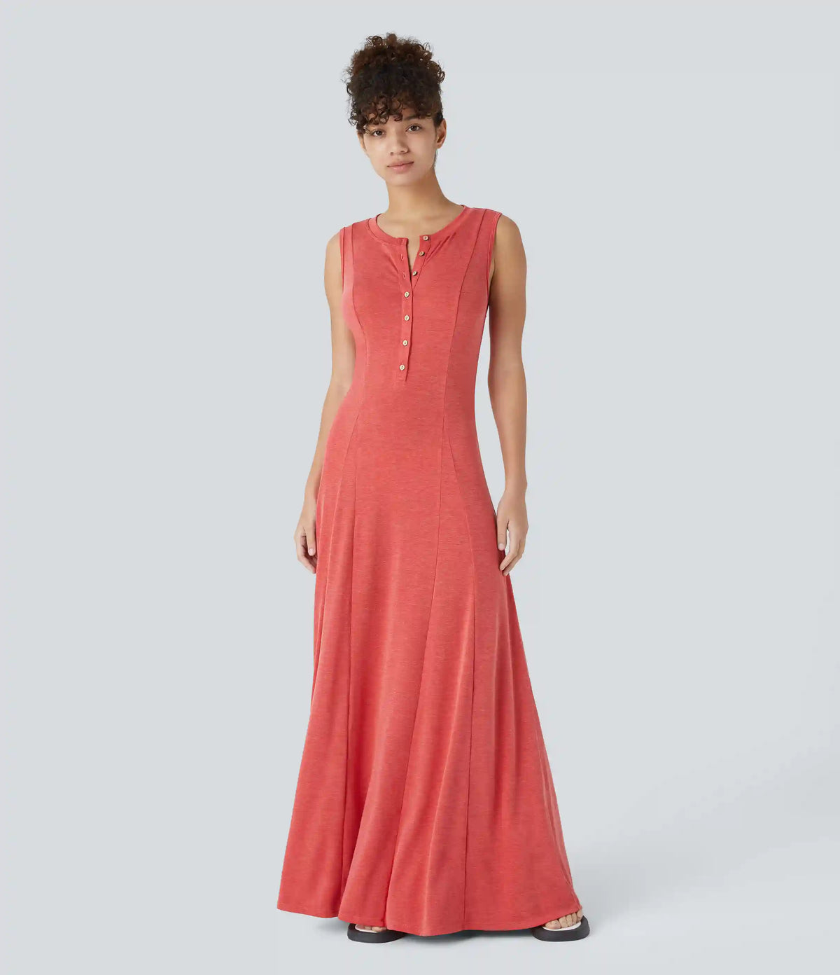 Round Neck Sleeveless Flare Maxi Casual Dress