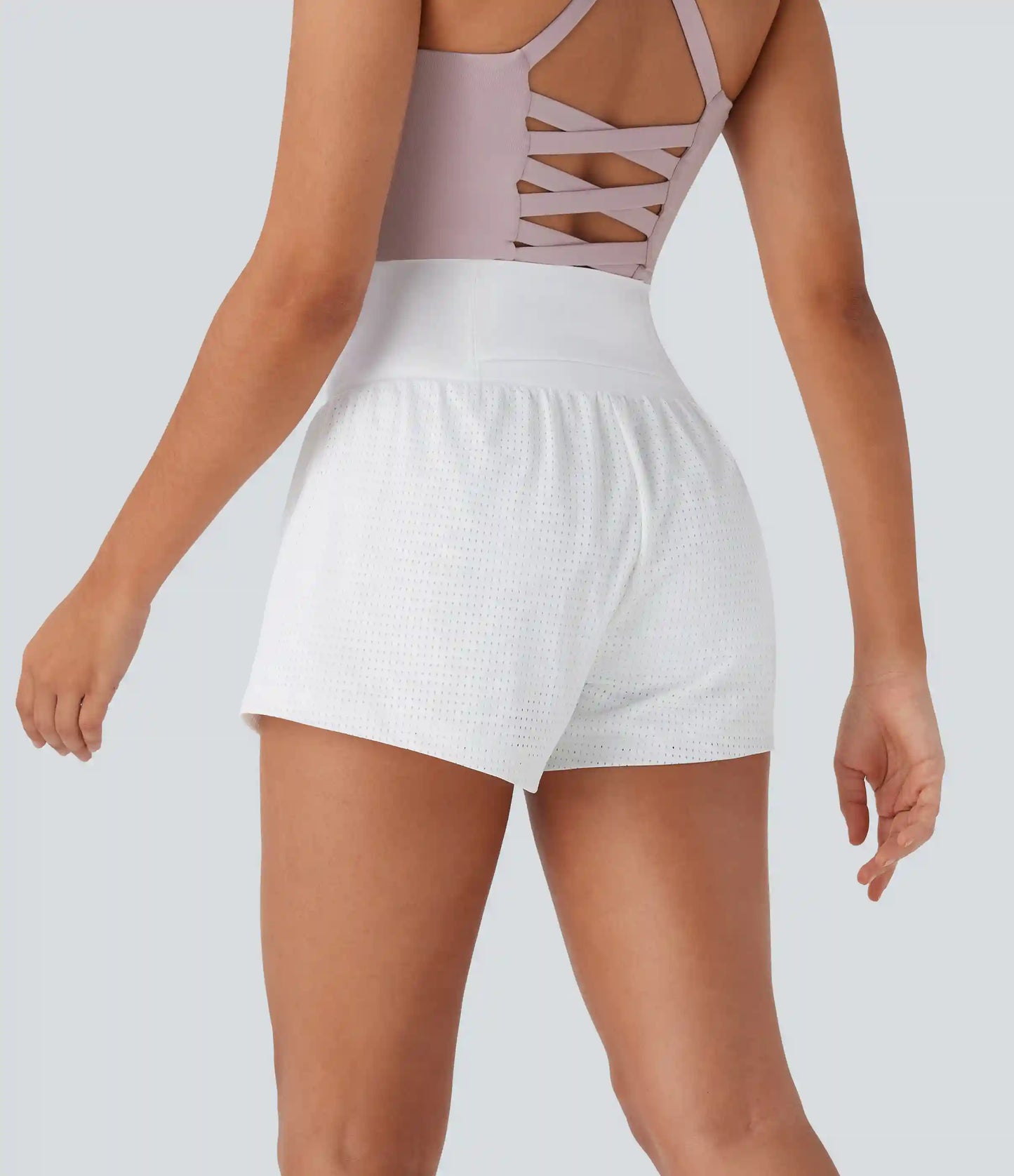 Super High Waisted Tummy Control Perforated 2-in-1 Yoga Shorts