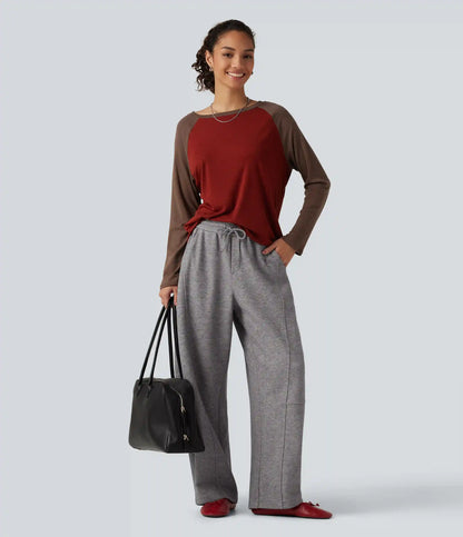 High Waisted Drawstring Barrel Leg Casual Pants with Pockets