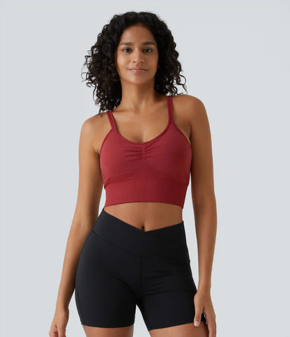 OneForm Seamless Flow Low Support Ruched Double Straps Sports Bra A-D Cups