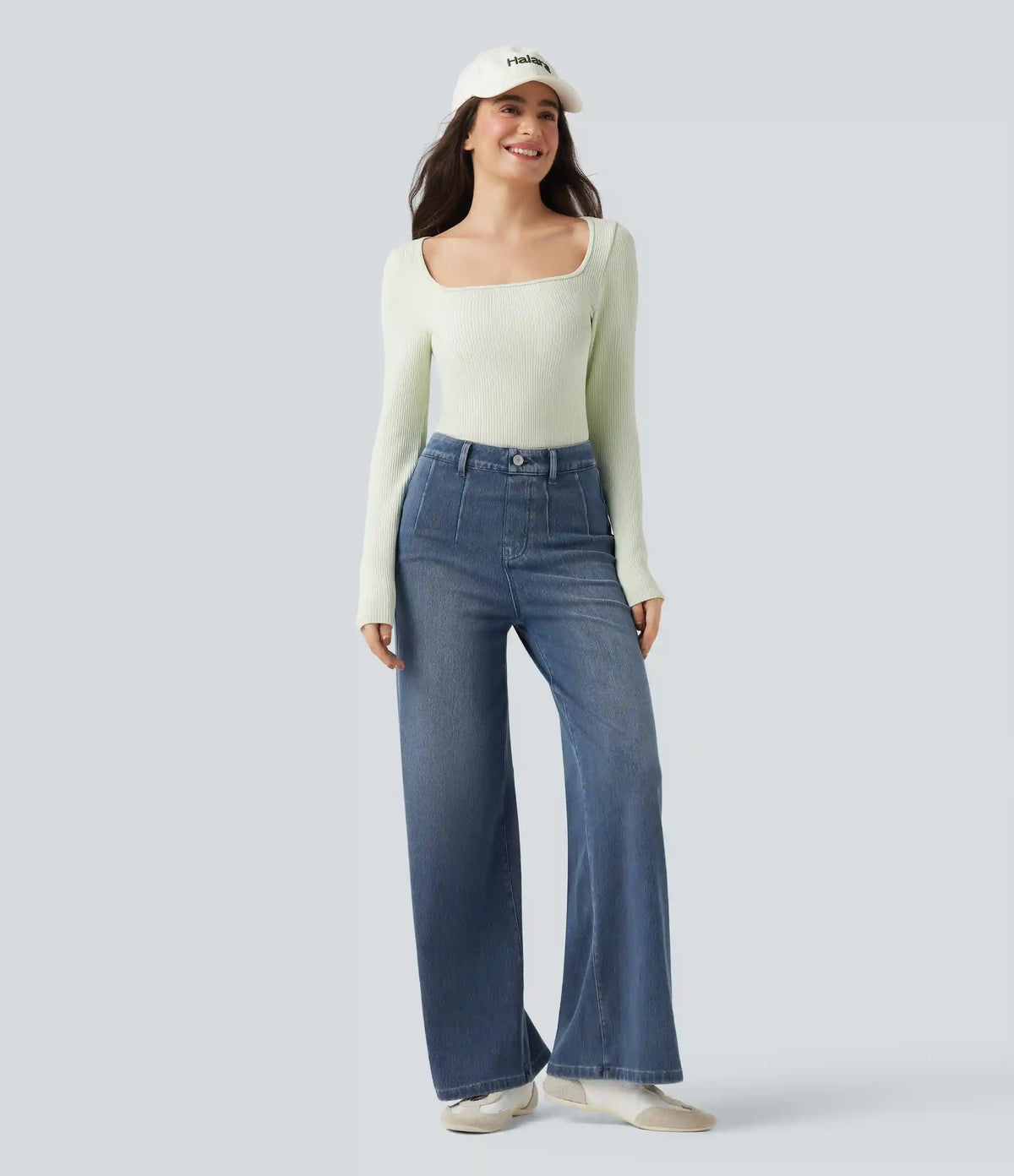 Halara Flex™ High Waisted Tummy Control Wide Leg Casual Jeans with Pockets