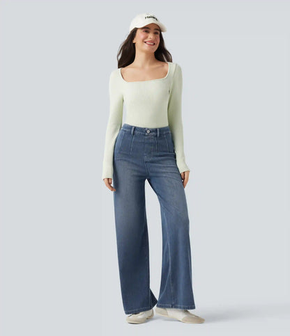 Halara Flex™ High Waisted Tummy Control Wide Leg Casual Jeans with Pockets