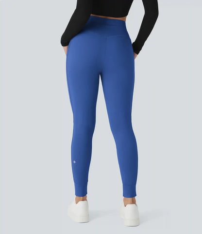 SoftlyZero™ Plush High Waisted Drawstring Pocket Plain Full Length Joggers