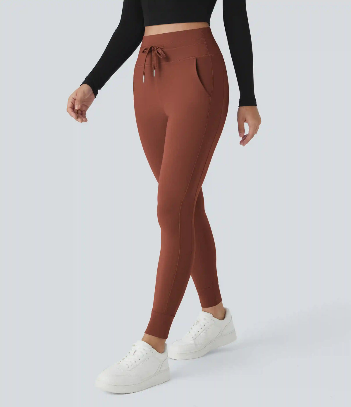 SoftlyZero™ Plush High Waisted Drawstring Pocket Plain Full Length Joggers