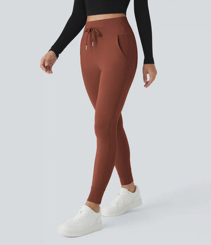 SoftlyZero™ Plush High Waisted Drawstring Pocket Plain Full Length Joggers