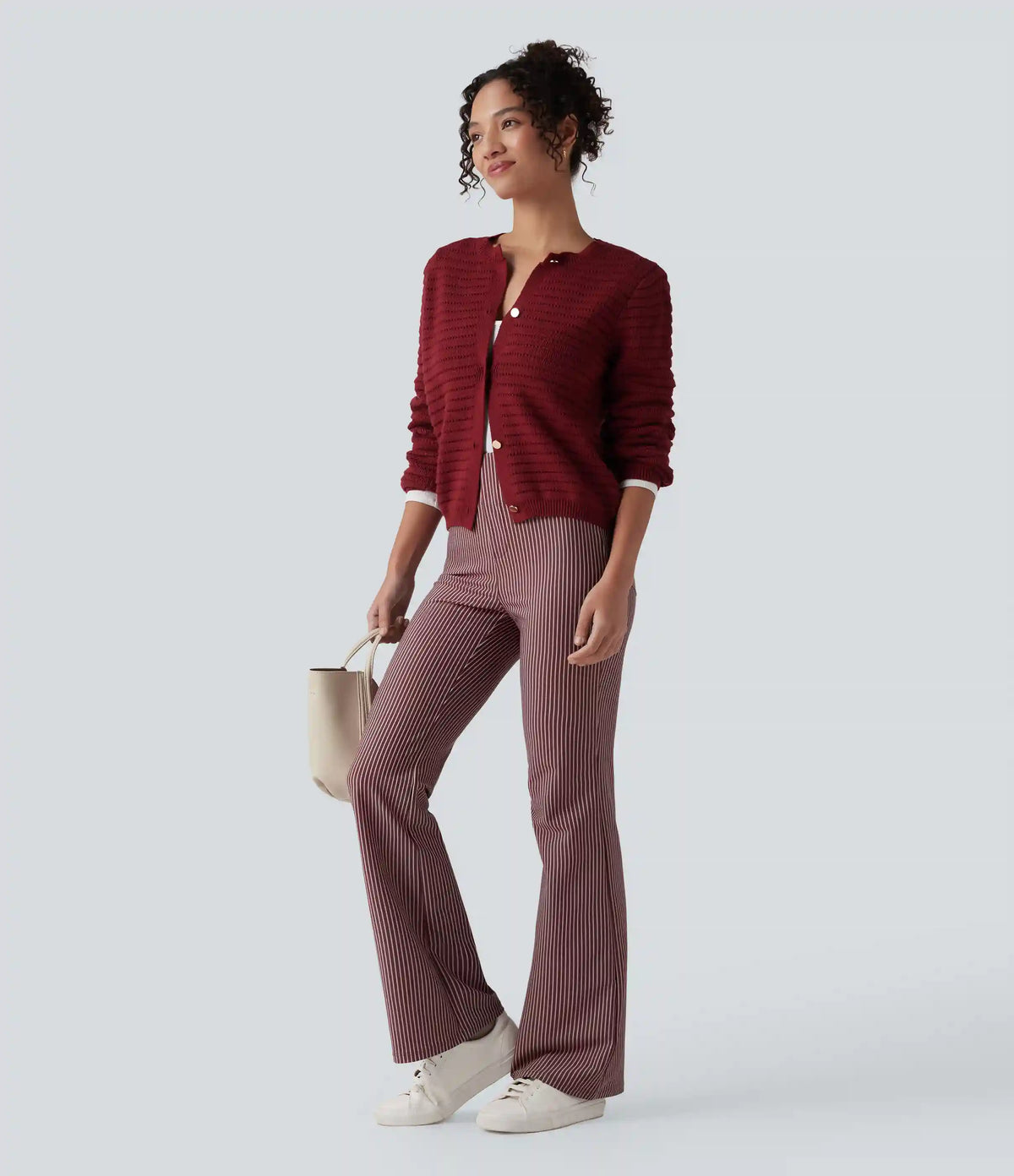 Halara Flex™ High Waisted Striped Work Flare Pants with Pockets