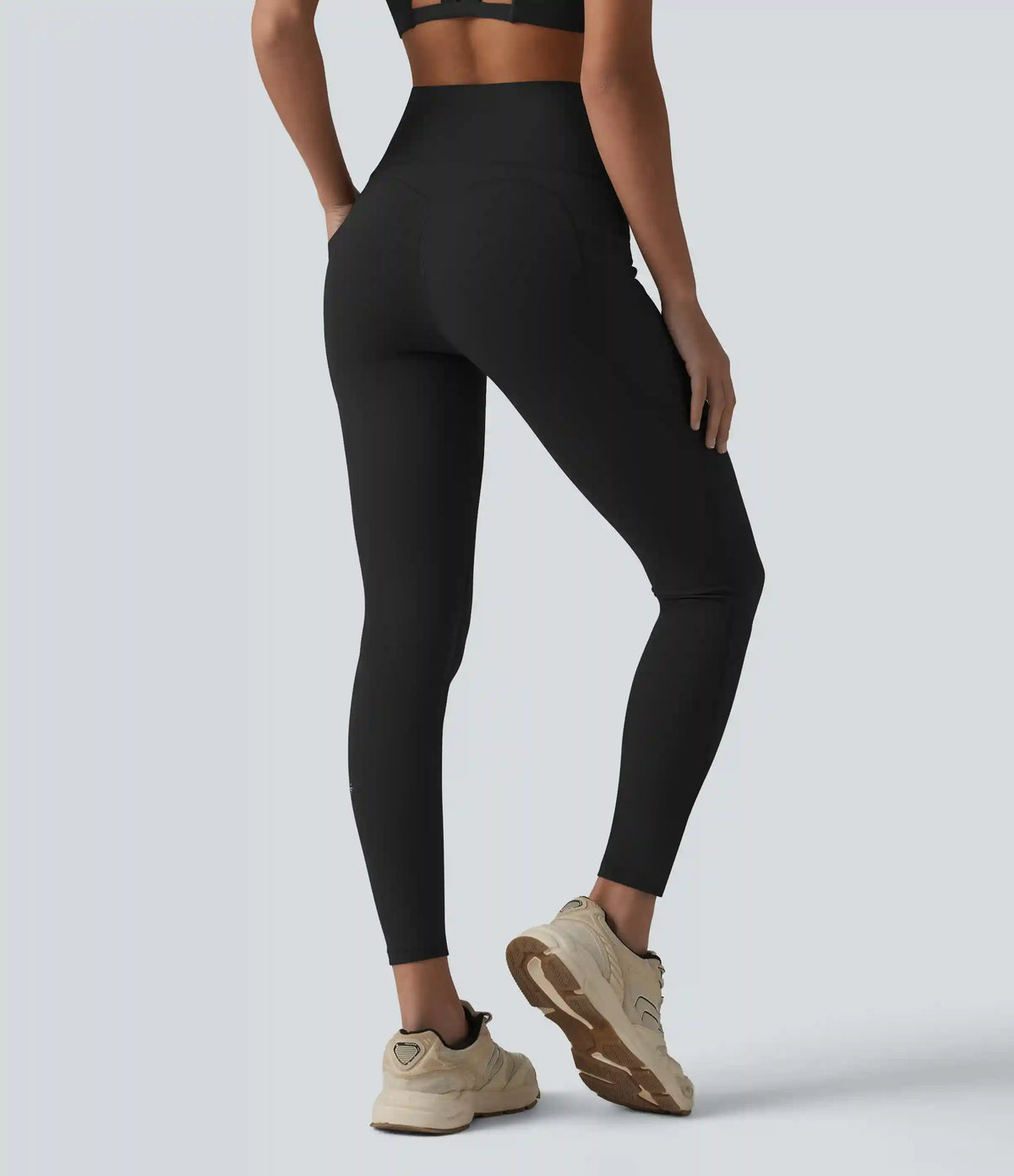 Halara UltraSculpt™ High Waisted Tummy Control Contrast Ribbed Yoga 7/8 Leggings with Pockets