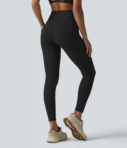 Halara UltraSculpt™ High Waisted Tummy Control Contrast Ribbed Yoga 7/8 Leggings with Pockets