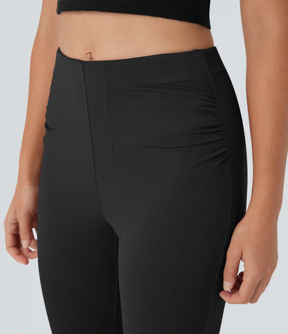 Mid Rise Capri Flare Work Pants