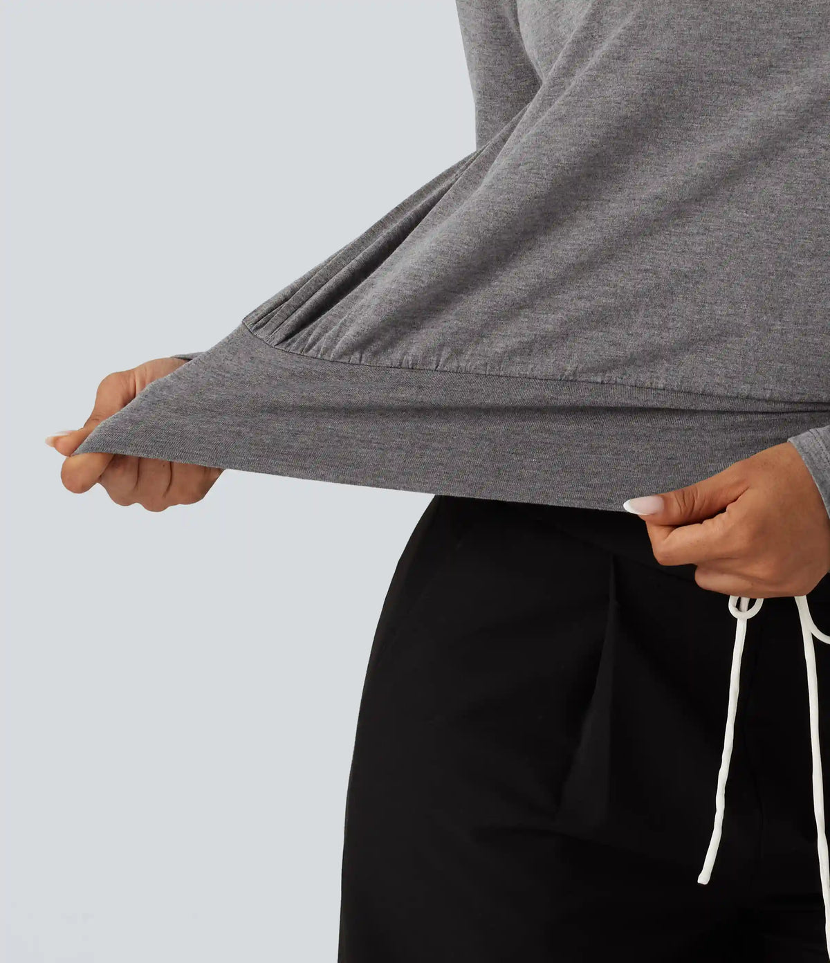 Mock Neck Long Sleeve Boxy Casual Top